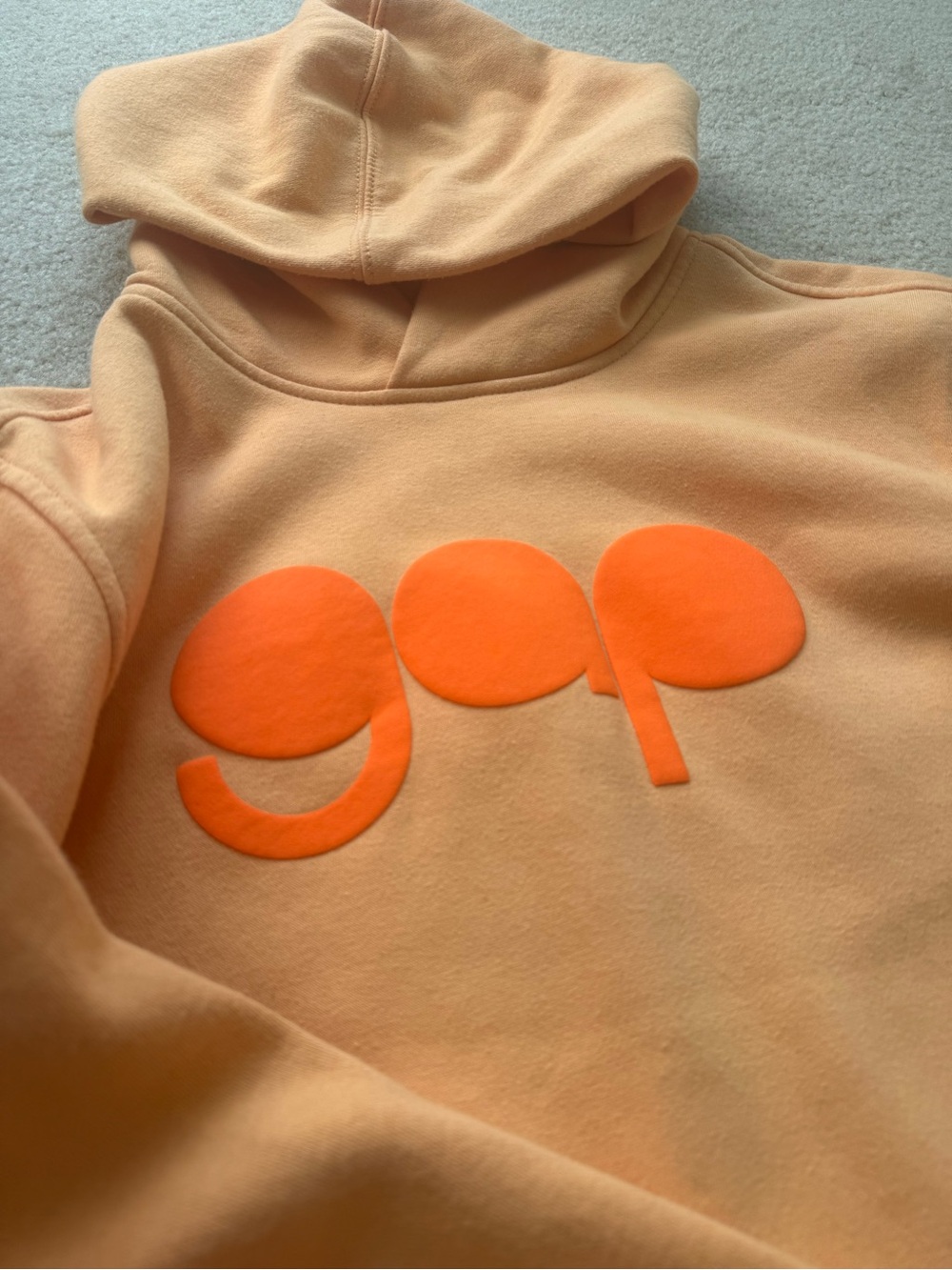 GAP Peach Hoodie with Bright Orange Logo